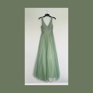 Sage Green Lace Prom Dress